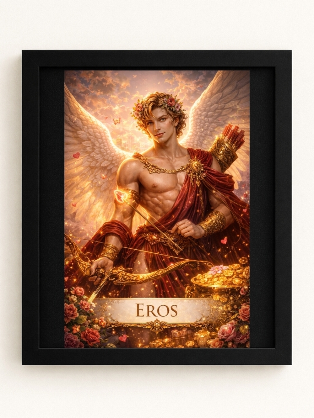Greek God Eros A.I. Art Print In 8x10 Frame